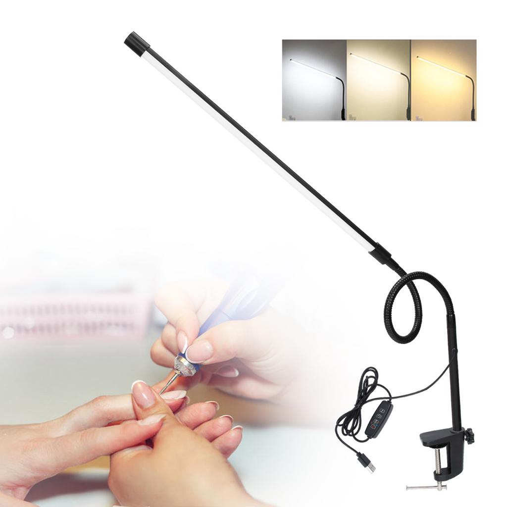 Long Arm Flexible LED ClipOn Beauty Tattoo Lamp Dimmable Nail Art Reading Desk Lamp