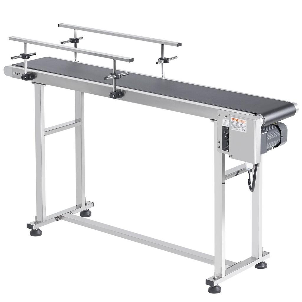 Belt Conveyor, 59 X 15.7 Inch Conveyor Table, Heavy Duty Stainless Steel Motorized Belt Conveyor for Inkjet Coding Applications Powered PVC Belt