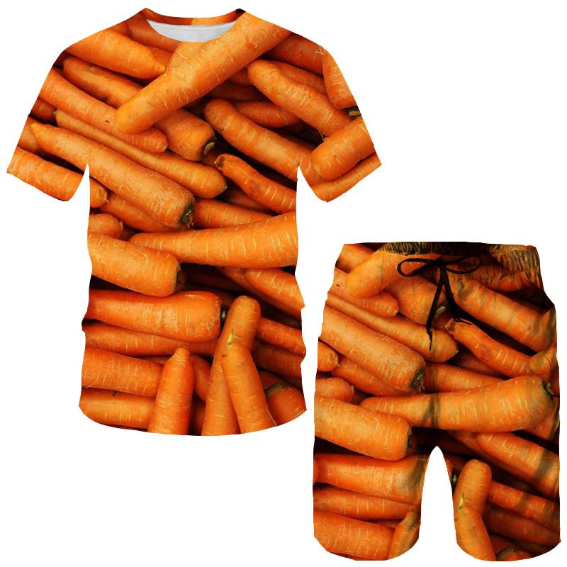 Śmieszne owoce orzechy 3D Druk T-shirty Zestawy szortów Męskie dresy Oversize Krótki rękaw T-shirt Spodnie Zestaw Garnitury męskie Odzież