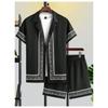 Casual Fashion Men's Short Sleeve Shirt Summer Short Sleeve Shirt and Beach Shorts Men's Set