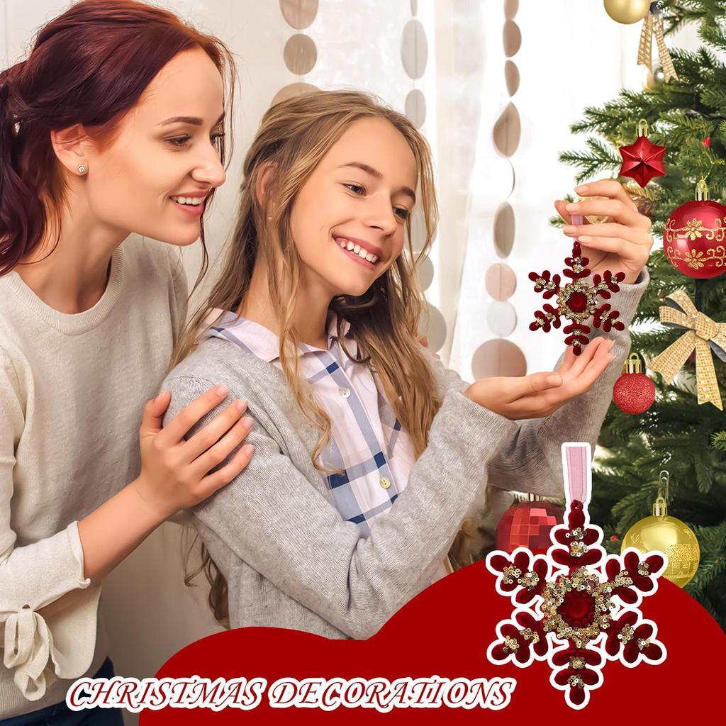 Christmas Decoration Wine Red Plush Flower Wreath Elk Pendant Outdoor Hangable Holiday Decor Red Flocking Festive Party Supplies