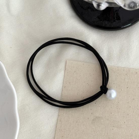 10PCS Hair Rope with Pearl Decoration High Elastic Strong Toughness Rubber Bands No Slip Versatile Headband for Commuting