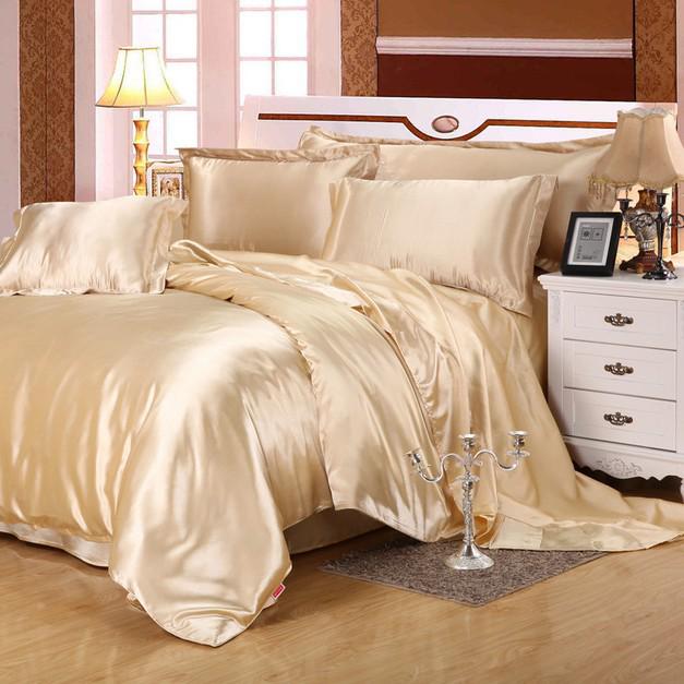 Pure Color Imitation Silk Bedding Set - Silky, Washable Four-Piece Sleep Set