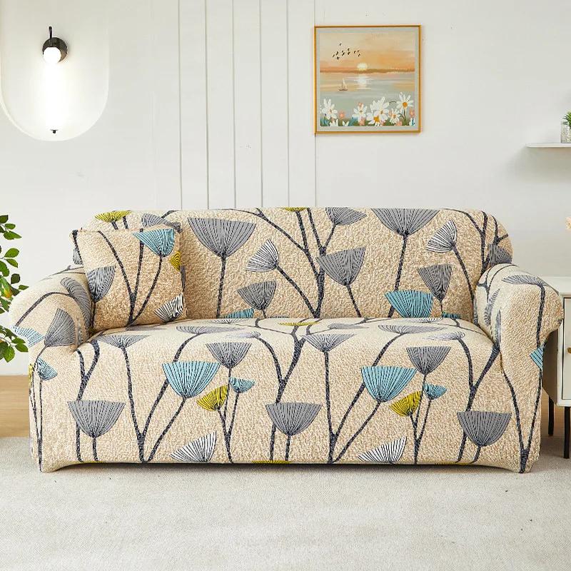 Armchair Corner Sofa Cover Leaves Stretch Sofa Cover Couch Cover Slipcovers Chaselong Protector for Pets and Kids Fully Wrap