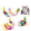 Colorful Soft Fleece False Mouse Toys For Cat Feather Funny Playing Pet Dog Feather Toys