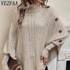 Women's Fashion Casual Fall Winter Solid Color Print Long Sleeve High Neck Sweaters