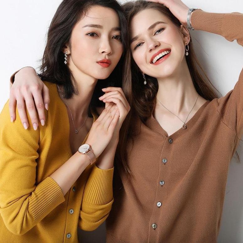 Women's Oversized V-Neck Core-Spun Yarn Knit Cardigan - Soft, Long Sleeve, 2025 Autumn/Winter Collection