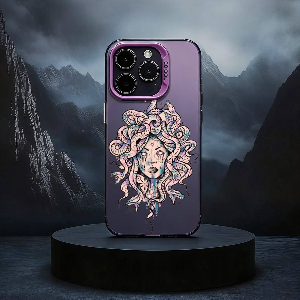 Medusa Greek Mythology Phone Case For iPhone17,16,15,14,13,12,11 Plus,Pro Max Black Candy silver phone case