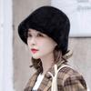 Mink hat women's autumn and winter casual warmth thickened mink basin hat top hat fur hat versatile adult hat