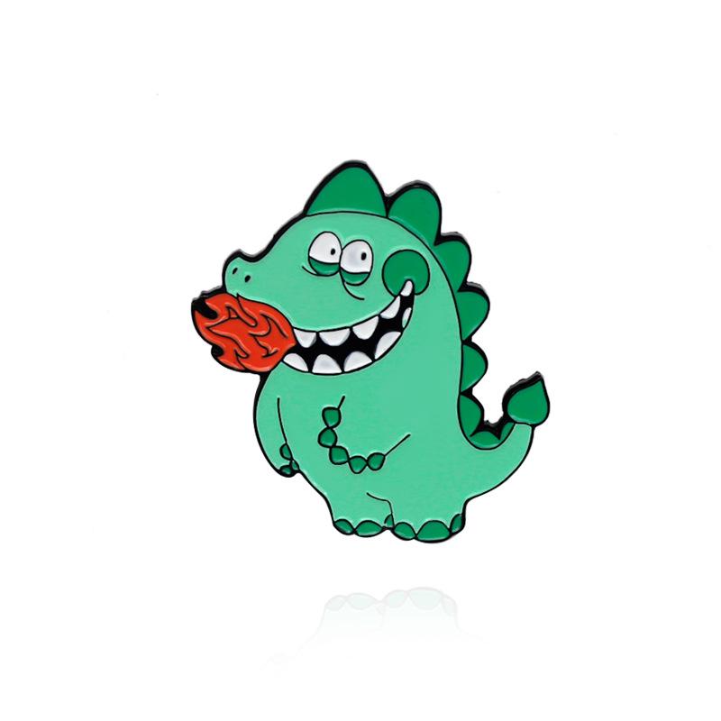 Dinosaur Brother Fire-Breathing Badge: Cute Cartoon Fashion Brooch