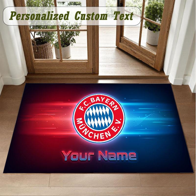 Crystal Velvet Square Rug Custom NameBayern Munich Pattern Non Slip Home Floor Decor Rug