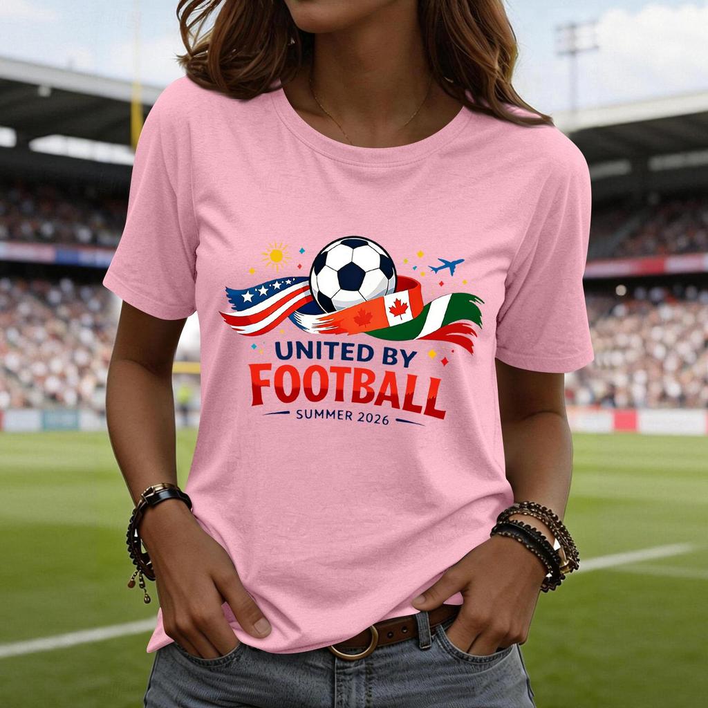 Damenmode, lässig, bedruckt, kurzärmlig, Rundhalsausschnitt, Pullover