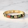 Floral Peony Chinese Flower Bangle Enamel Women's Hand Bracelet  Gifts for Women Girl