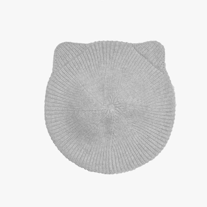 Women Casual Soft Knitted French Hat Cute Cat Ear Beanie Beret Hat Winter Warm
