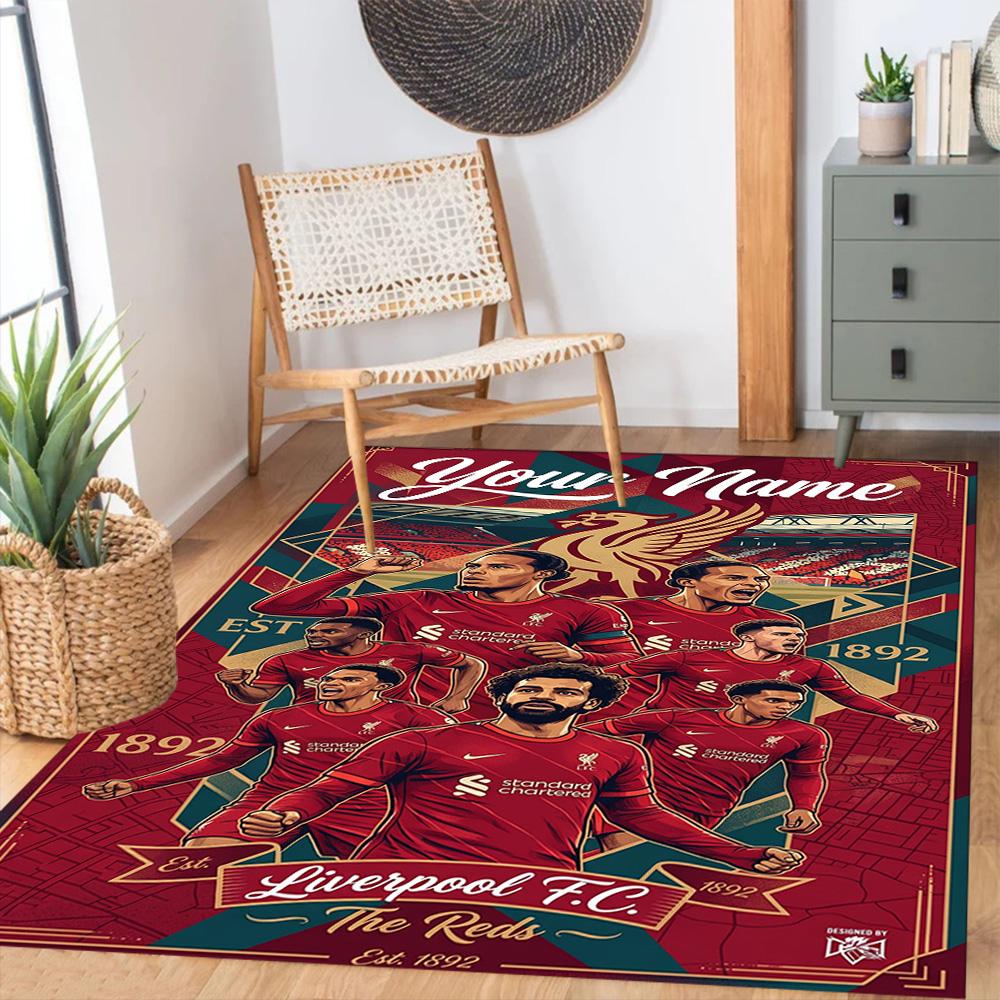 Liverpool Fc Customize Your Name Area Rug Perfect For Decorate Room Foyer Hallway Outdoor Antislip Carpet Office Home Decor