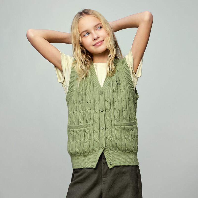 ELLE KIDS Girls' V-Neck Cable Knit Vest