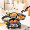 Non Stick 3 4 Hole Egg Frying Pan Wooden Handle Multi Section Skillet for Home Breakfast or Burger Making