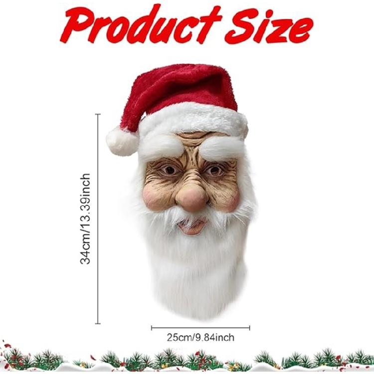 Santa Latex Face Mask Skin Friendly Comfortable For Holiday Performances Photo Booths And Seasonal Costume Accessories