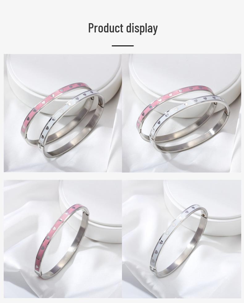 European Fashion Titanium Steel Enamel Bracelet with Drip Oil Finish - Versatile and Stylish Stainless Steel Accessory