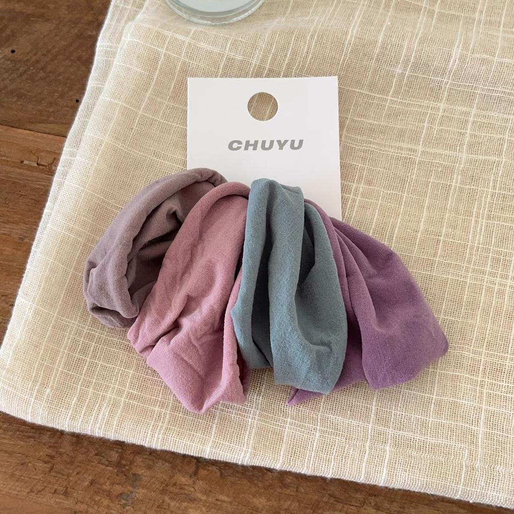 4 Pieces A Set Soft High Elastic Scrunchie Wide Edge Seam Free Hair Rope Simple Retro Ponytail Rubber Band