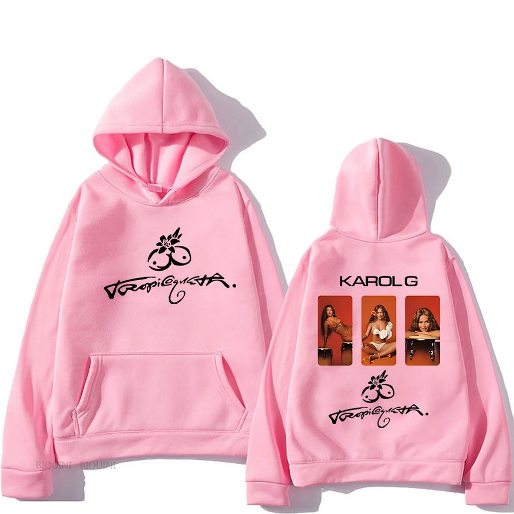 Karol G Tropicoqueta Pop Fashion Graphics Hoodie Men Women Harajuku Top Long Sleeve Fleece Sweatshirt Hip Hop Oversized Pullover