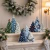 Indoor Festive Home Accessories 3PCS Wooden Christmas Tree Ornaments, Stable Base Seasonal Figurines, Decorative Crafts Plentiful Layers Tabletop