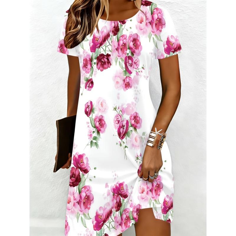 Black Floral Print Short Sleeve Dress with Golden Flowers And Butterflies for Casual Outings And Parties S