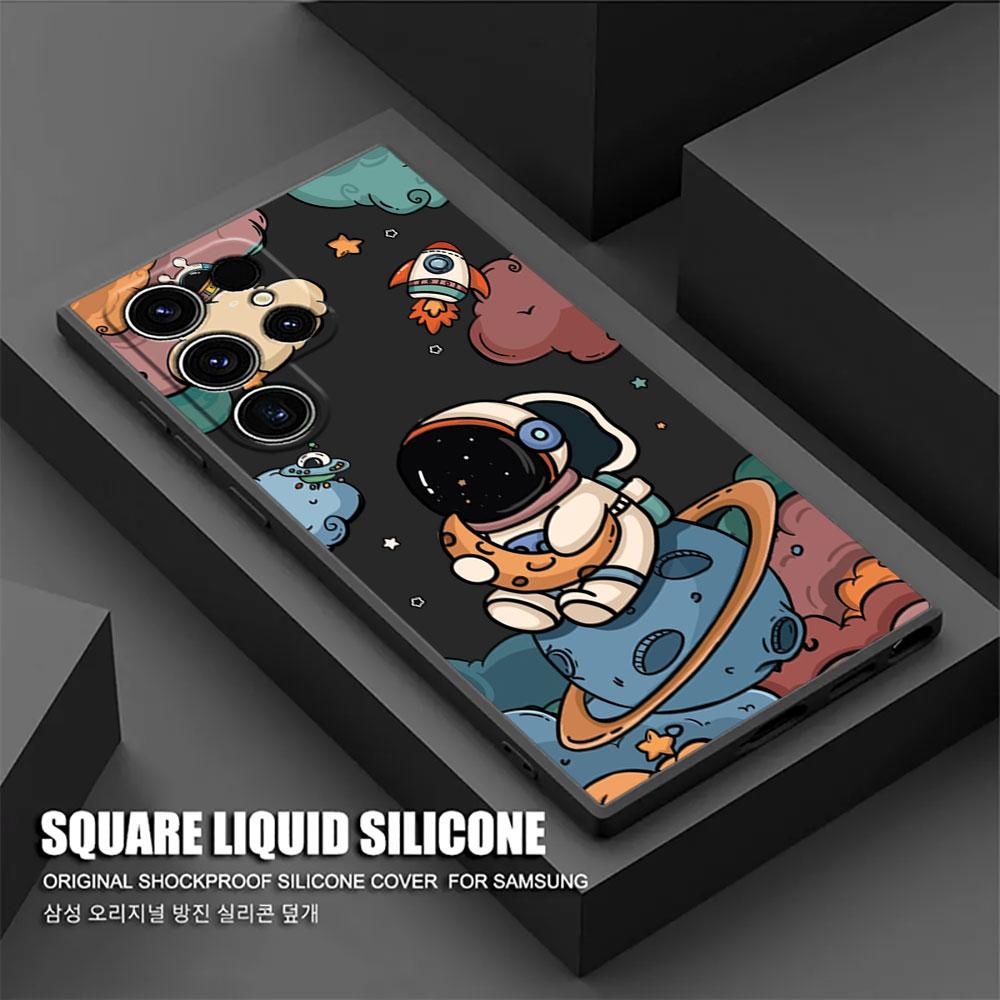 Retro Astronaut Rocket Phone Case For Samsung Galaxy S26 Ultra Cases S25 FE S24 S23 S21 Ultra S20 S24 FE S22 S26 Plus 5G Cover