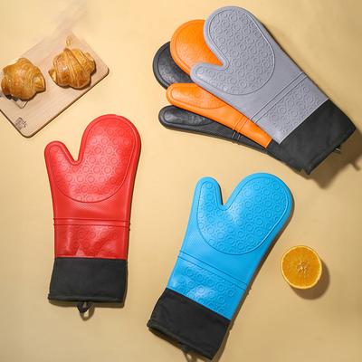 Thicken Silicone Baking Gloves Waterproof Heat Resistant Oven Mitt With Cotton Kitchen Cooking Microwave BBQ Gloves Potholder