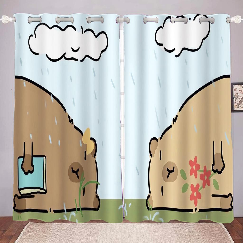 Cartoon Capybabr Curtain For Boy 3D Print Bedroom Living Room Window Blackout Partition Style Home Decoration