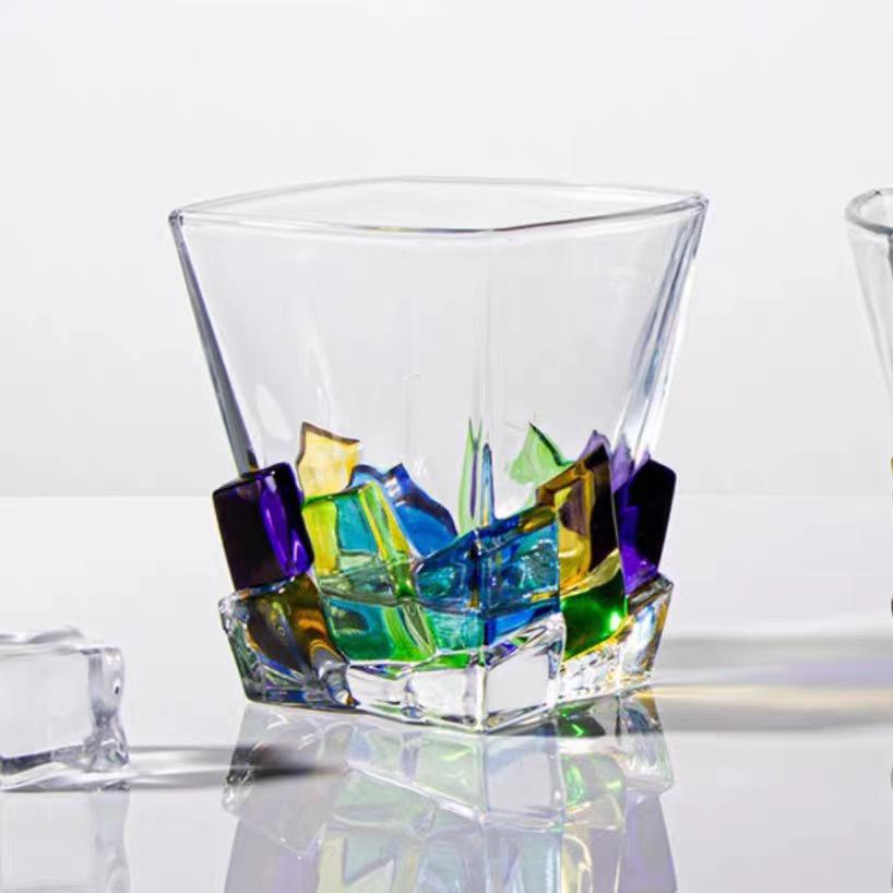 Regenbogen-Schimmer Handbemalte Glas Tasse - Bling Design für den Sommer