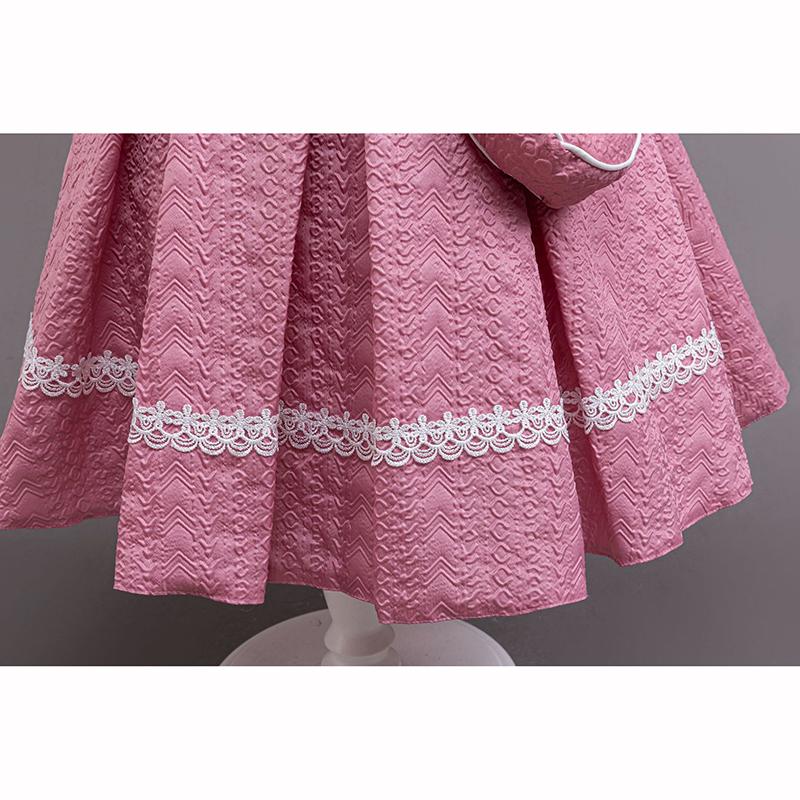 Autumn Winter Long Sleeve Girl Party Dress Elegant Lace Christmas Formal Gown Gift Bag Kids Children