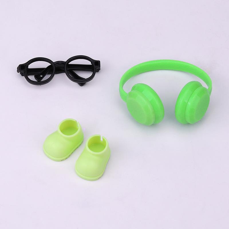 

Accessory Set for 17cm Dolls Labubu Includes Headphones Shoes and Glasses Bagged Doll Outfit Accessories Compatible with Various Small Dolls One Size зелений