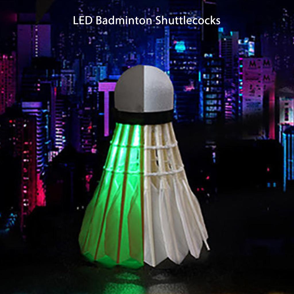 5pcs LED Badminton Shuttlecocks Dark Night Glow Birdies Lighting Switch Control Elastic Goose Feather Lighting Shuttlecocks