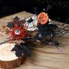 Creepy Eyeball Halloween Decoration Artificial Branch Stem, Glitter Black Fake Twig with Pumpkin, Eyeball, Spooky Bouquet Maple Leaves for Party,