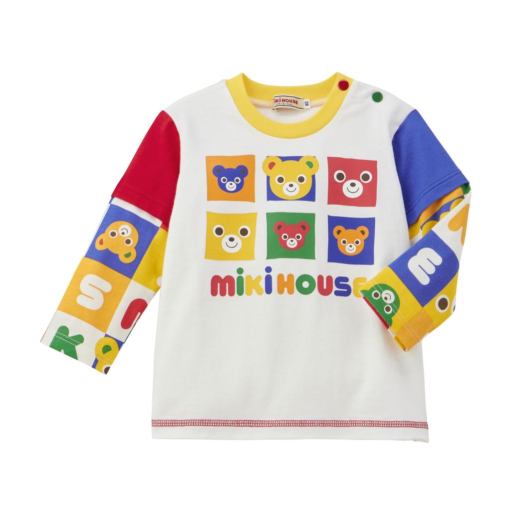 Long Sleeve Logo Bear Made in Japan Boys Girls Baby Kids Clothes 80cm Multicolor [MIKI HOUSE] T-shirt Children's 13-5202-689
