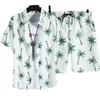 Set Coordinato da Uomo Casual a Maniche Corte Floreale Hawaiano ad Asciugatura Rapida e Pantaloncini da Spiaggia