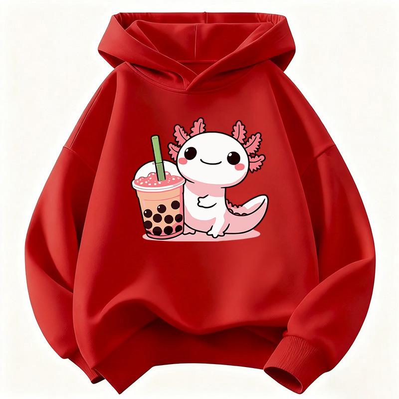 Sudadera con capucha suave y cálida para niños, diseño de ajolote, sudadera infantil linda para niños y niñas, manga larga, sudaderas con capucha casuales
