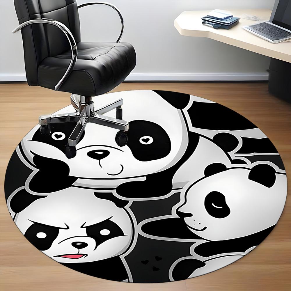 1pc Panda Family Office Round Area Rug, Indoor Mat Suitable For Office, Under Office Chairs Bedroom Living Room Home Decor, Room Deco