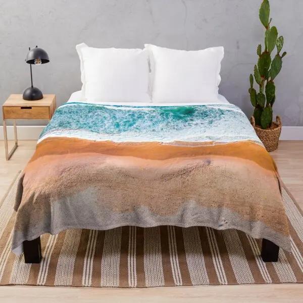 Beach Landscape Sunset Flannel Throw Blanket King Queen Size for Sofa Couch Bed Super Soft Warm Lightweight Good Gift for Teens