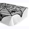 40 Inch Round Polyester Lace Table Topper Black Spider Web Halloween Tablecloth for Halloween