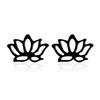 Stainless Steel Petal Earrings - Simple Lotus Flower Design, Elegant Hollow Ear Bone Studs