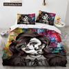 Skull Duvet Cover Queen Size Microfiber Vintage Sugar Skull Girl Day Of The Dead Bride With Dark Color Roses Graphic Bedding Set