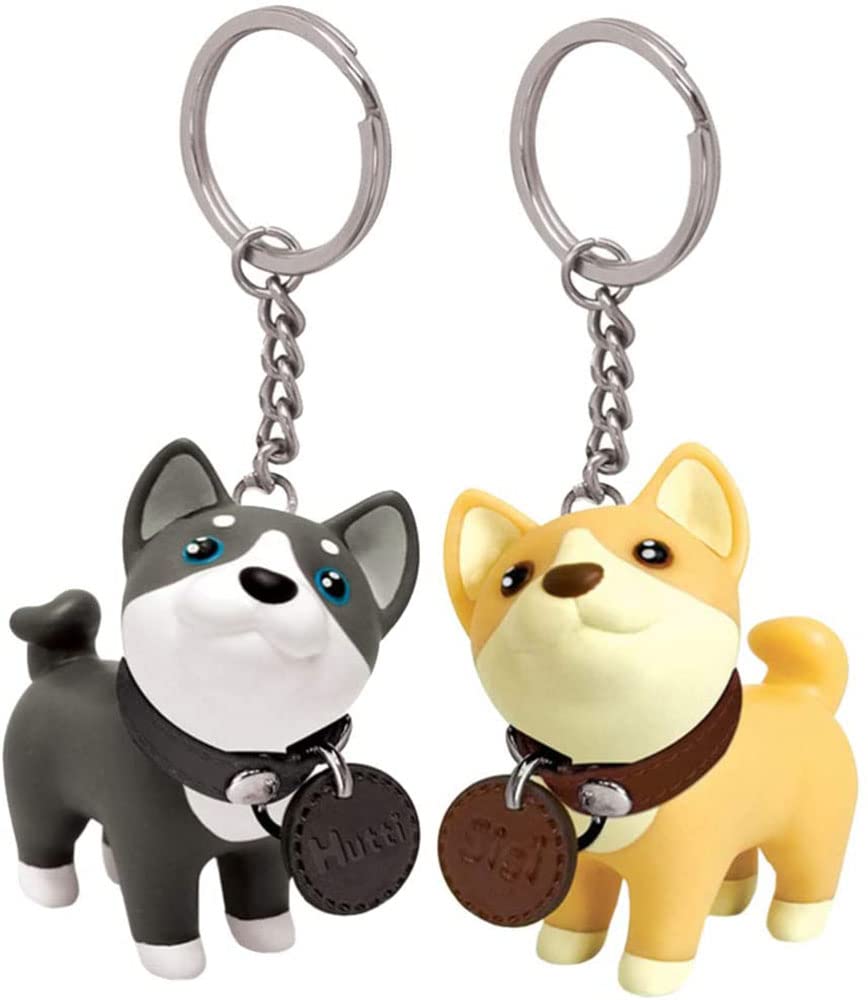 Shiba Inu Black Shiba Inu Pair Dog Bag Cute Small Day Gifts for Boyfriends and Set of 2 [WOWTAC] Keychains, Keychains, Keychains, Keyrings, Charms,