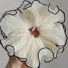 4Pcs White Black Coffee Pink Elegant Wide Brim Scrunchies for Women and - Large Contrast Binding Hair Ties for Simple Style Ponytail Holder
