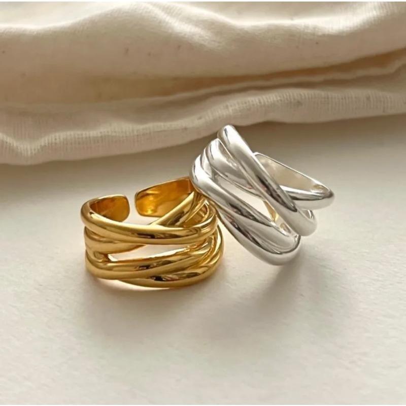 Open Rings for Women Men Fashion Couple Handmade Irregular Lines Ring Party Jewelry Prevent Allergy Gift