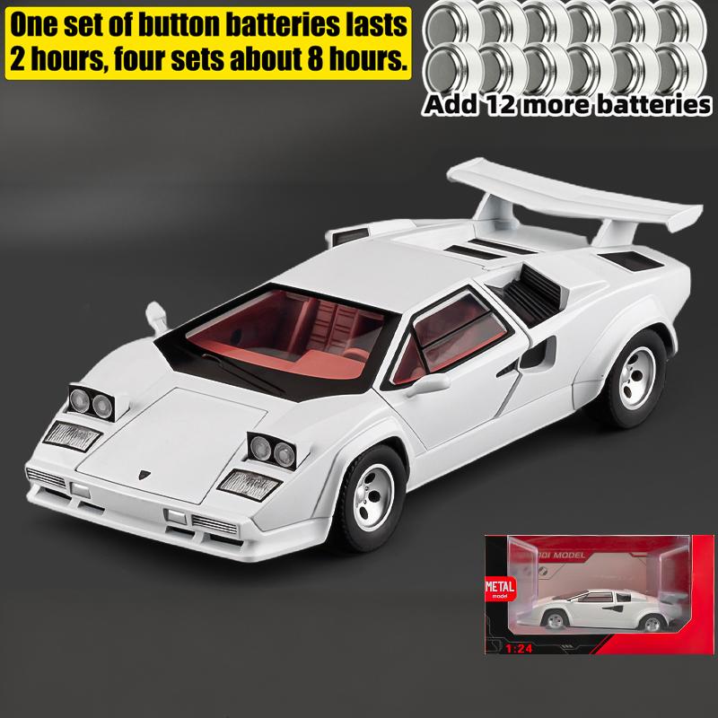 1:24 Lamborghini Countach LP500S Sideswipe Supersportwagen Spielzeugauto Modell Sound und Licht Kinderspielzeug Sammlerstücke Geburtstagsgeschenk Spielzeug