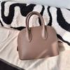 Genuine Leather Shell Handbag Women Structured Bowler Bag With Zip Soft Medium Size Crossbody Or Tote Use