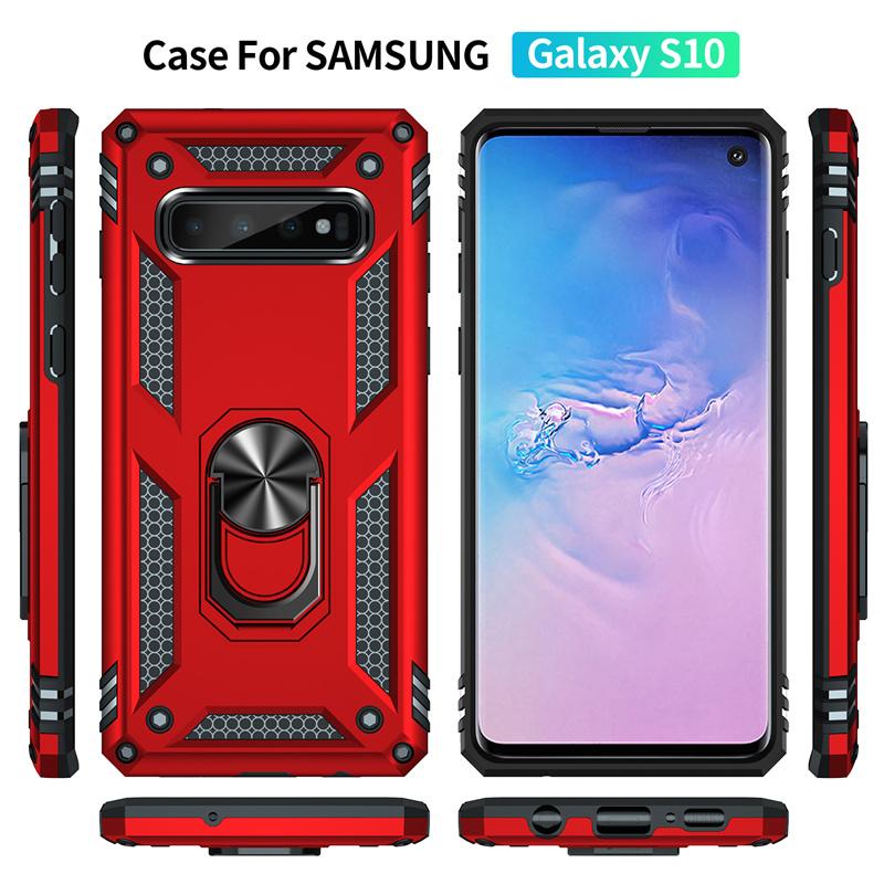 Do Samsung Galaxy S8 S9 S10 Plus Etui Pancerne Magnetyczny Uchwyt Pierścieniowy Podpórka Etui na Telefon Do Samsung S7 S10E Note 8 9 Tylna Okładka