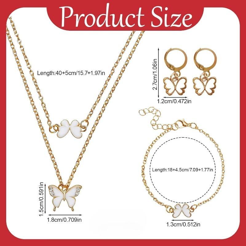 Butterfly gold plated jewelry set for women necklaces with matching earrings bracelet elegant jewelry for wedding party Valentines Day gift